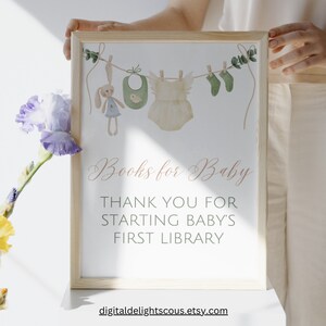 Books and Gifts Boho Clothesline Baby Girl Sign, A Sweet Baby Girl Baby Shower Table Sign, Minimalist It's A Girl Shower Sign, DDBA062