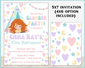 Sleepover Birthday Invitation Slumber Party Teen Invite Girl Pajama Party Glamping Movie Night Digital Printable Editable Download