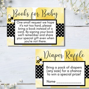 Honey Bee Books for Baby and Diaper Raffle Cards, Baby Shower Set, Honey Bee Baby Shower, Bumble Bee Baby Shower