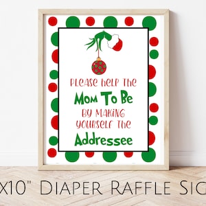 Grinch Baby Shower Addressee Sign, Grinchmas Baby Shower Decor, Christmas Party Signs, Christmas Addressee Sign, DDBA015