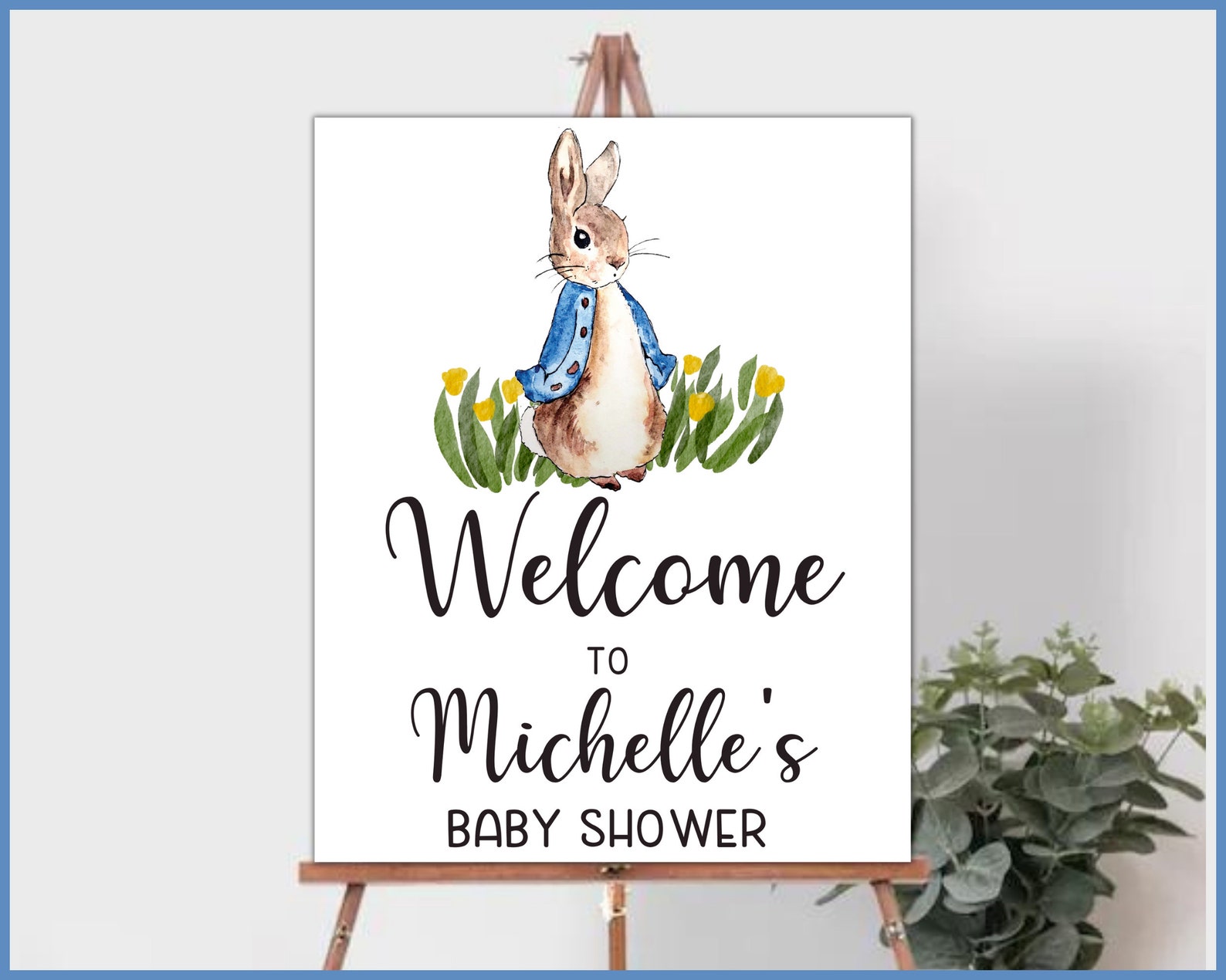 Peter Rabbit Baby Shower Welcome Sign, Spring Bunny Decor (digital ...