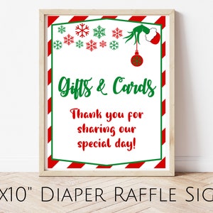Grinch Baby Shower Gifts & Cards Sign: Christmas Decor (Digital Download)