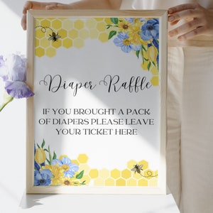 Diaper Raffle Sign Honey Bee Baby Shower, Sweet as can Bee Diaper Ticket Sign Baby Shower, Bee Baby Shower Decoration, Honeycomb, DDBA58