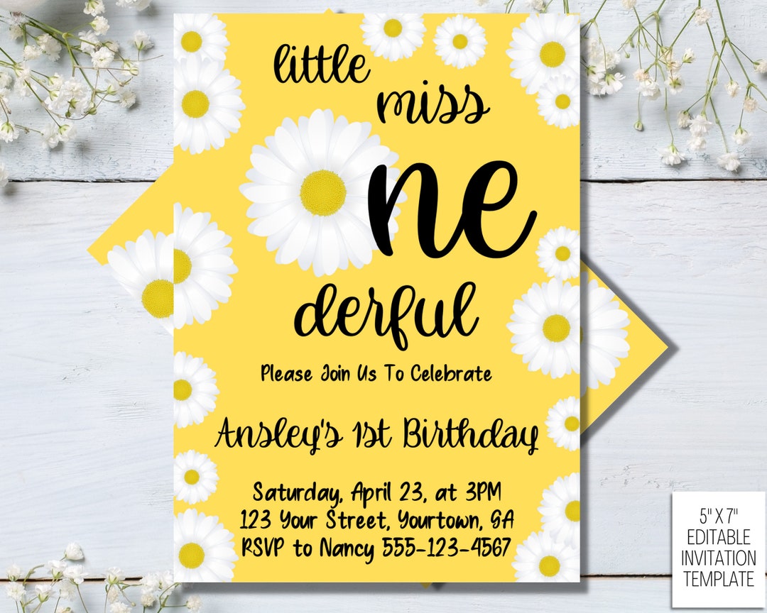 Daisy Birthday Invitation Editable, Daisy 1st Birthday Invite, Boho