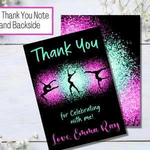 Gymnastic Favor Tags, Party Favor Tag, Gymnast Favor Tag, Gymnastic Thank You Notes, Dance Party Decor, Gymnastic Party Decor