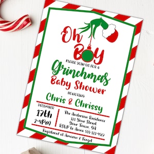 Grinchmas Baby Shower Invitation: Fun Holiday Theme (Digital Download)