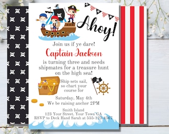 Editable Pirate Invitation, Pirate Birthday Invitation, Ahoy Matey, Pirate Invitation Template, Captain Pirate