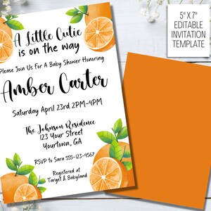 A Little Cutie Baby Shower Einladung, Orangen und Grün Gender Neutral Baby Shower, Citrus Baby Shower