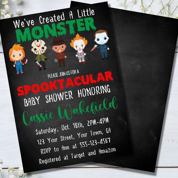 Little Monster Baby Shower Invite, Halloween Baby Shower, Spooky Baby Shower, Killer Baby Shower Invitation, Cute Halloween Baby Shower