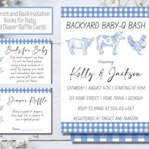 Baby Q Shower Invitation Package, BBQ Baby Shower Invitation, Couples Baby Shower Invite, Backyard Baby Shower, COED Baby Shower