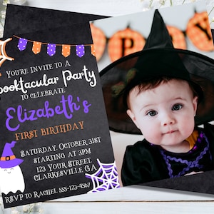Halloween First Birthday Invitation, Halloween First Birthday Invite, Halloween First Birthday, Halloween 1st Birthday, Invitation Template