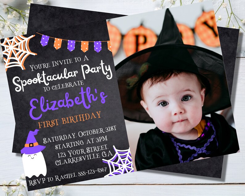 Halloween First Birthday Invitation Halloween First Birthday Etsy