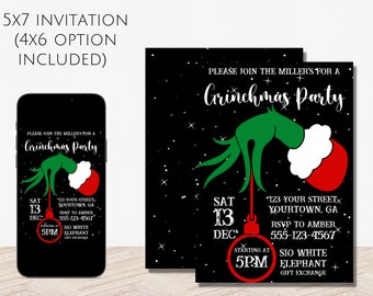 Grinchmas Party Invitation, Christmas Party Invitation, Merry Grinchmas Party Invitation, Christmas Party Invite