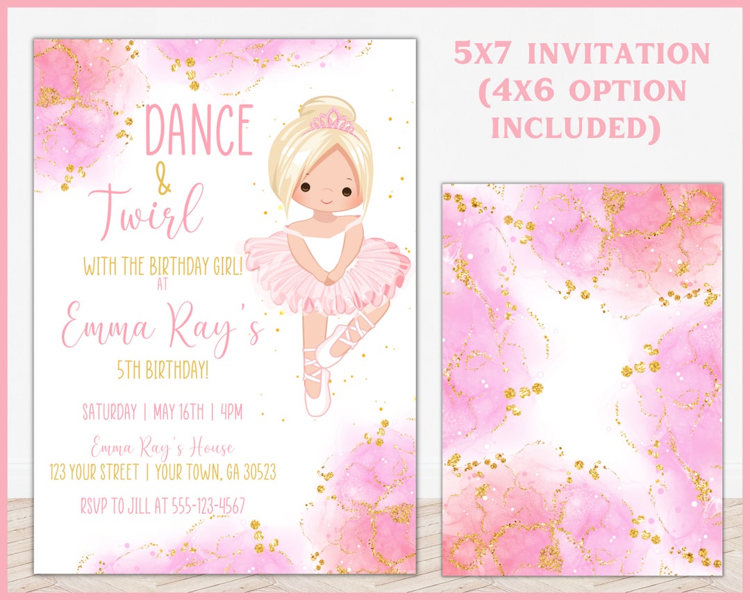 Ballerina Birthday Invitation Template Printable, Ballet Birthday