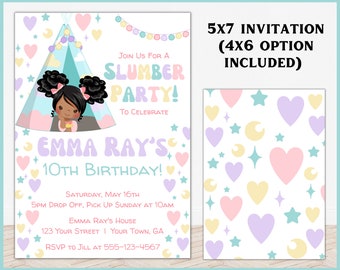 Sleepover Birthday Invitation Slumber Party Teen Invite Girl Pajama Party Glamping Movie Night Digital Printable Editable Download