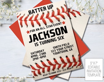 Editable Baseball Invitation, Baseball Birthday Invitation, Baseball Invitation, Baseball Party Invite
