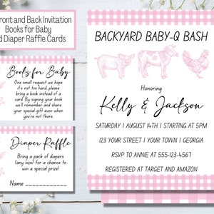 Baby Q Shower Invitation Package, BBQ Baby Shower Invitation, Couples Baby Shower Invite, Backyard Baby Shower, COED Baby Shower