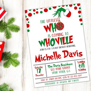 Grinch Whoville Baby Shower Invitation: Holiday Movie Theme (Digital Download)