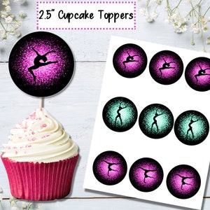 Gymnastics Cupcake Topper, Gymnast Birthday Party, Gymnastic Party Decor, Dance Birthday Party, Dance Cupcake Topper, Gymnast Party