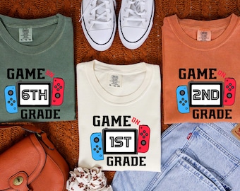 Game On Grade Shirt - Back To School T-Shirt - School Gift - Custom Grade Shirt - Gamer Boys Grade T-Shirt - First Day Of School Shirt