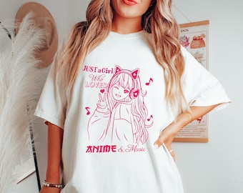 Just A Girl Who Loves Anime Shirt, Anime Shirt for Teens, Anime Fans Tshirt, Japan Culture Shirt, Gifts For Teen Girls, Matching Anime Shirt