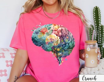 Floral Brain Shirts, Brain Anatomy Shirt, Awareness Shirt, Nursing Tee, Brain Tee, Mental Health Matters Hoodie, Wildflower Brain Sweatshirt
