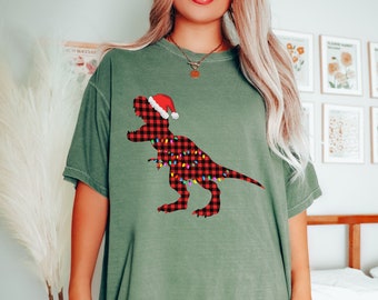 Koszulka z dinozaurem świątecznym, Koszulka Trex, Koszulka Wesołych Świąt, Koszulka dla malucha, Koszulka dla chłopca na Boże Narodzenie, Prezent dla syna, Koszulka świąteczna, Prezent świąteczny