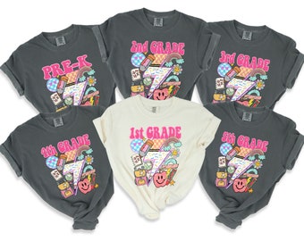 School Material Custom Grade Shirt - Back To School Shirt - First Day Of School Shirt - School Gift - Girls Grade Shirt - Cute Grade T-Shirt