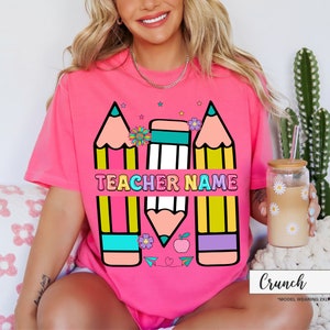 Kindergarten Teacher T-Shirt - Women's Rainbow 'Hello Kindergarten' Tee, Short Sleeve, Casual Teacher Gift, Pink Small
