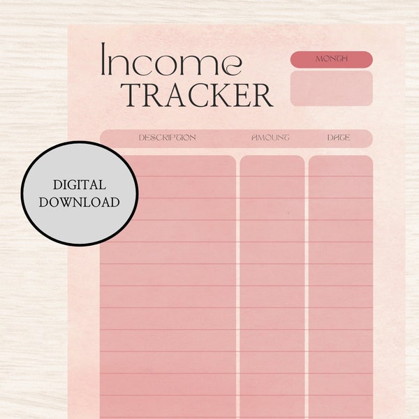 Income Tracker, Finanzplaner, Hilfe zum Sparen, Digitale Liste, Finances, Sparplan