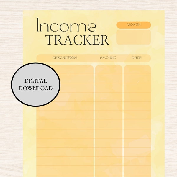 Income Tracker, Finanzplaner, Hilfe zum Sparen, Digitale Liste, Finances, Sparplan