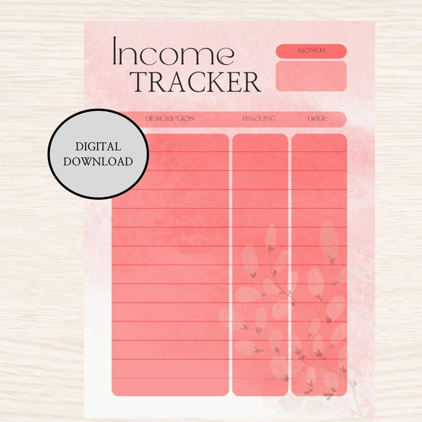 Income Tracker, Finanzplaner, Hilfe zum Sparen, Digitale Liste, Finances, Sparplan