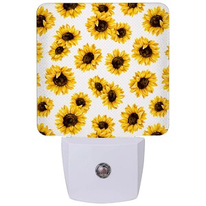 Beautiful Sunflower Print- LED Night Light Plug in / Light Sensor with Dusk to Dawn Sensor /Bedroom / Nursery /Hallway / Bathroom