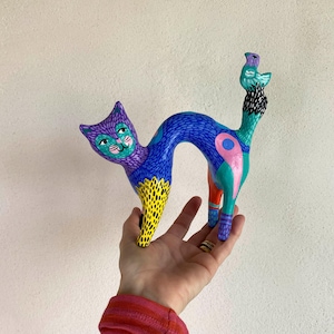 Handmade - Original - Paper Mache - Cat Figurine - Home Decor
