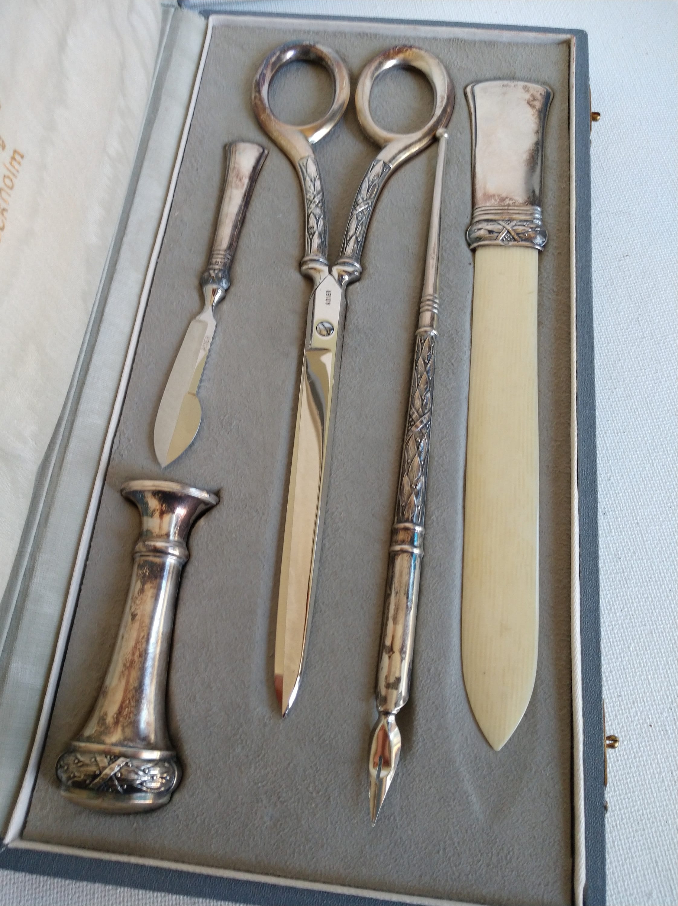 Antique 925 Silver Desk Set Five Pieces in Original Box MINT - Etsy