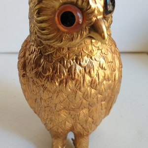 Antique bronze ponce shaped as owl with glass eyes 1800s