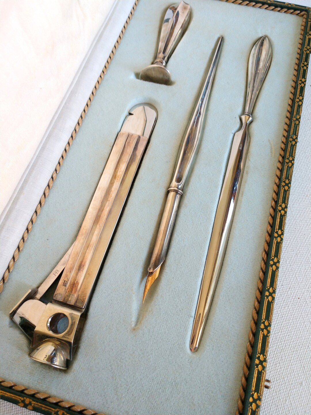 Antique Desk Set Four Pieces 1800s in Original Box Sterling - Etsy
