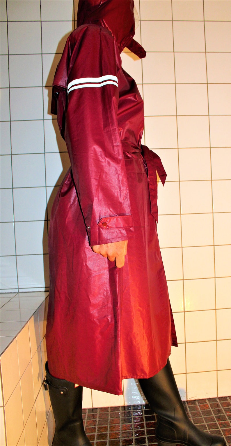 AGU Sport 80's Maroon Rubber Raincoat Size 38 Etsy