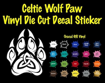 Celtic Wolf Paw Vinyl Die Cut Decal Sticker