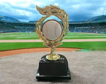Trophée De Baseball Homme, Large Colonne Verte, Finitions Baseball, Cadeau Sportif