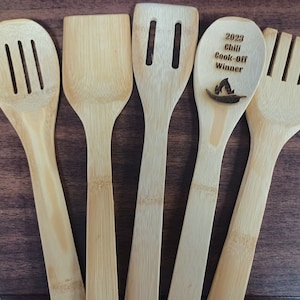 CUSTOM Cook-off Cooking Utensils/ Personalized Gift/ Personalized Wooden Utensils / Cook-off Prize / Chili Winner / Soup Contest / Baking