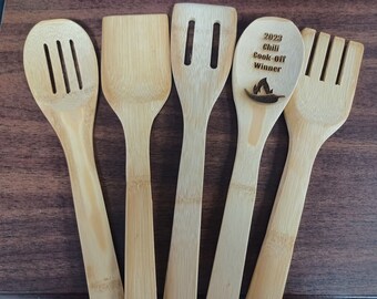 CUSTOM Cook-off Cooking Utensils/ Personalized Gift/ Personalized Wooden Utensils / Cook-off Prize / Chili Winner / Soup Contest / Baking