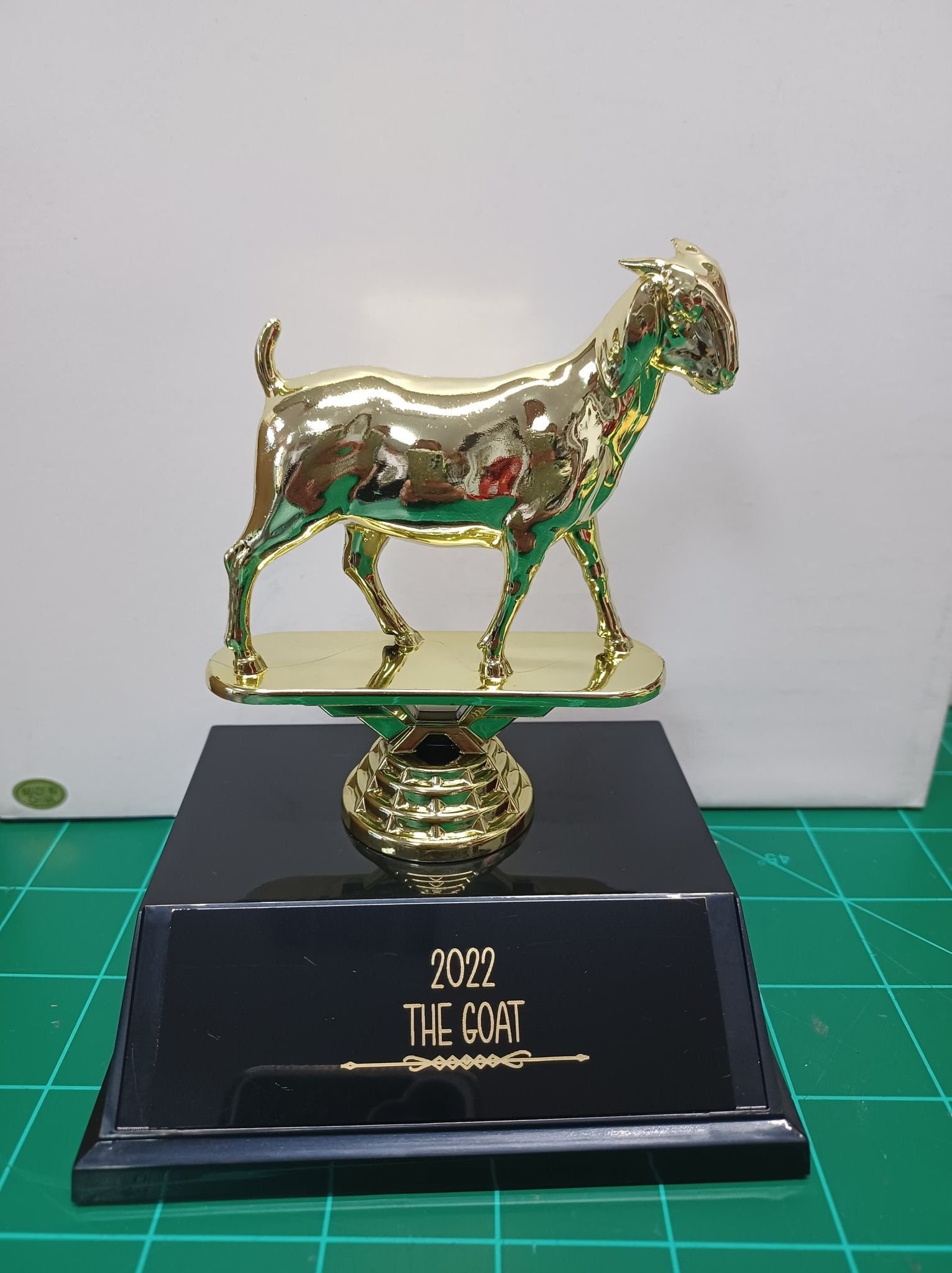 13” Large GOAT Trophy with Custom Engraving on Personalized Plate, Funny  Goat Office Award, “Greatest of All Time” Award for Champion, Mom, Dad