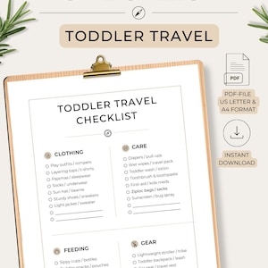 Toddler Travel Checklist PDF | Printable Toddler Packing List | Kids Vacation Essentials | Toddler Holiday Travel Planner | Digital Download