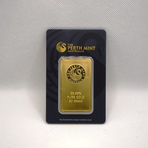 50g Gold Bar, Perth Mint, Gold Plated Bar in Sealed Case
