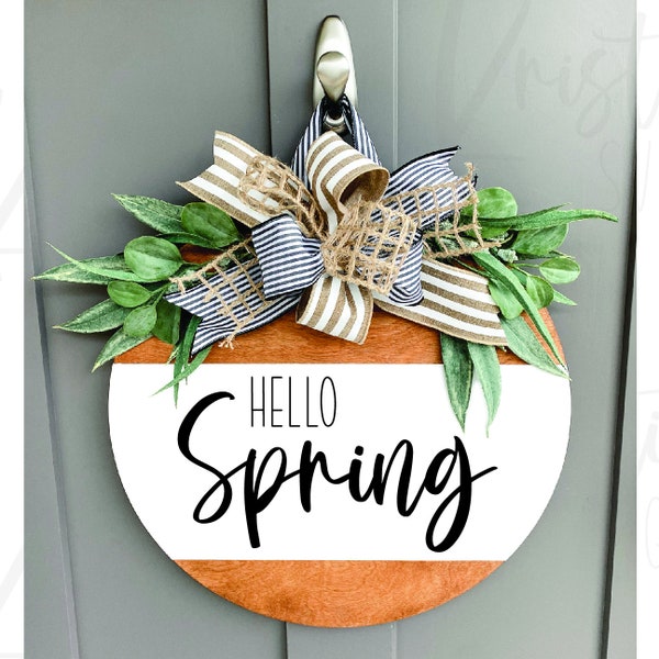 Hello Spring SVG | SVG | Doorhanger SVG | Wood Sign Image | Cut file