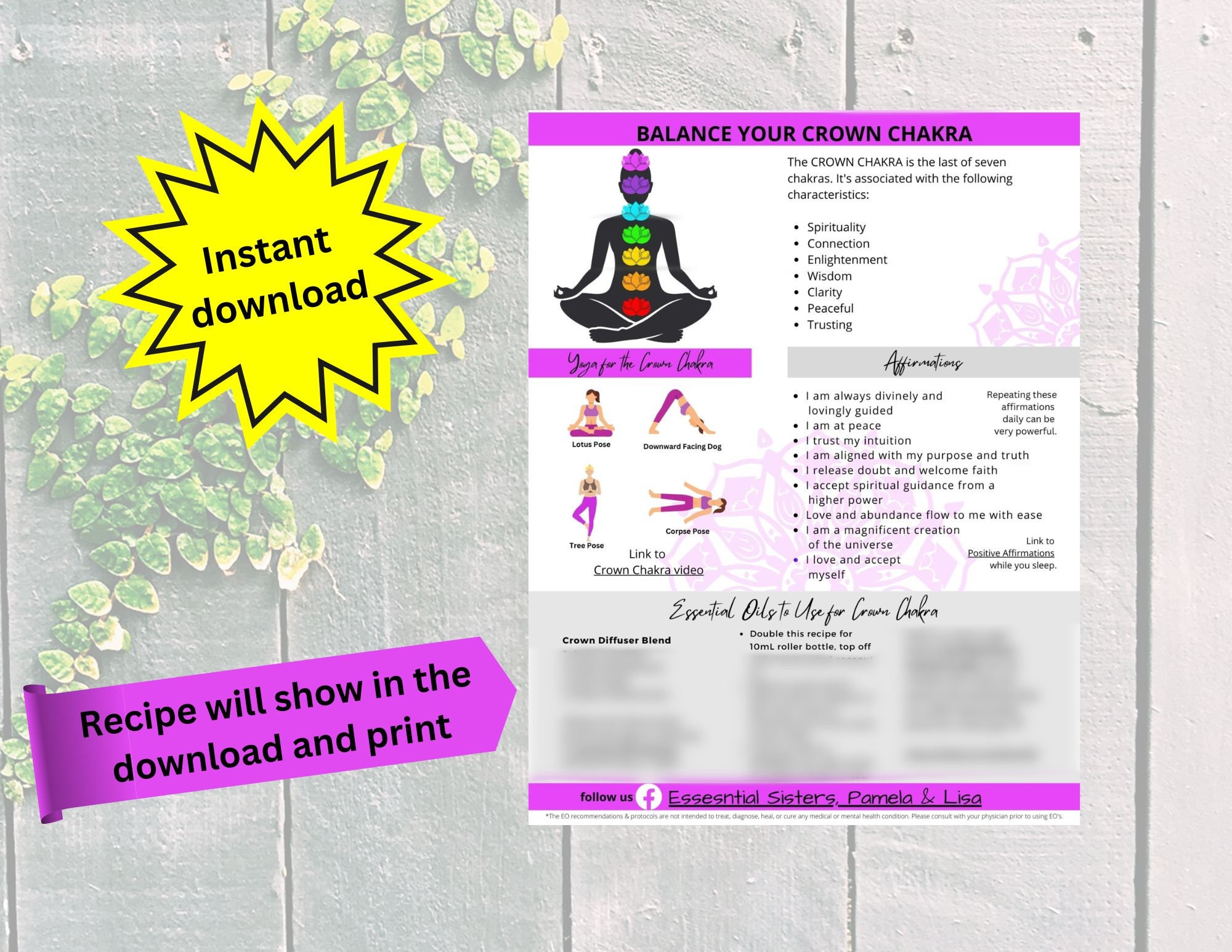 Crown Chakra Balancing Digital Download, Essential Oil Recipe, Yoga ...