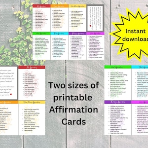 Cartes d'affirmation des chakras pour accompagner 7 feuilles d'équilibrage des chakras (vendues séparément), affirmations positives des chakras imprimables instantanées
