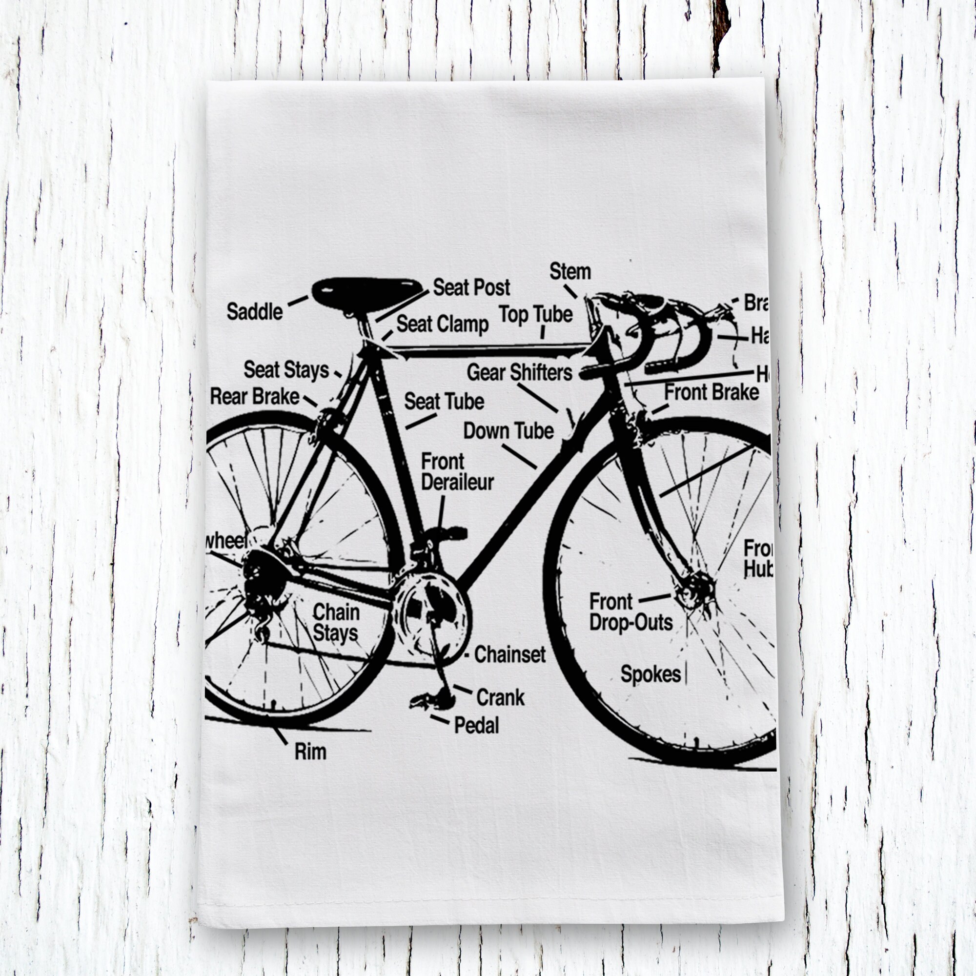 Racing Bike Bicycle Diagram Schematic Kitchen Towel Tea Towel, Cyclist ...