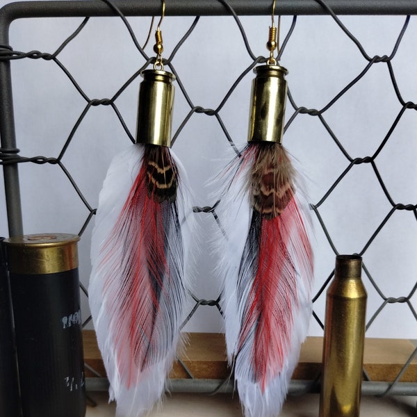 40 S&W bullet feather earrings